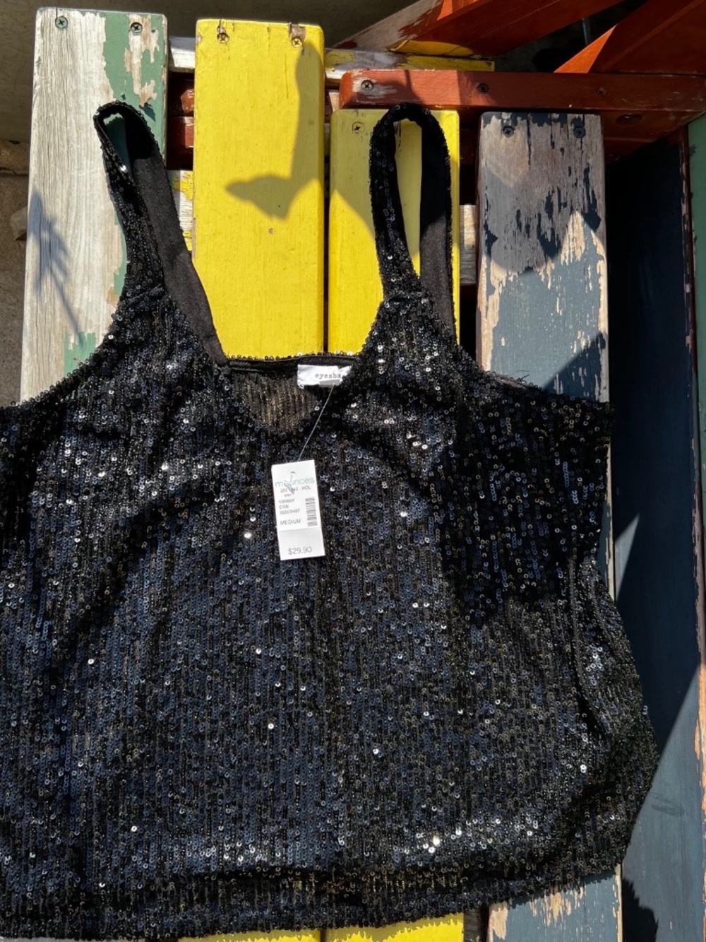 Eyeshadow Black Sequined Tanktop NWT